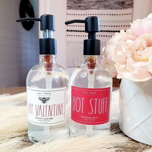 RAE DUNN Valentine's Day Glass Hand Soap Set - Picture 3 of 6